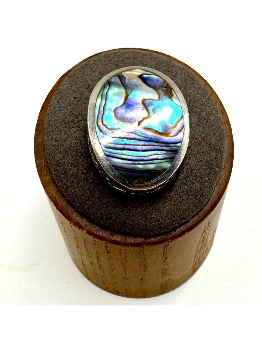 Sterling Silver 925 Abalone Bezel Set Oval Slide Pendant Size 1" Length